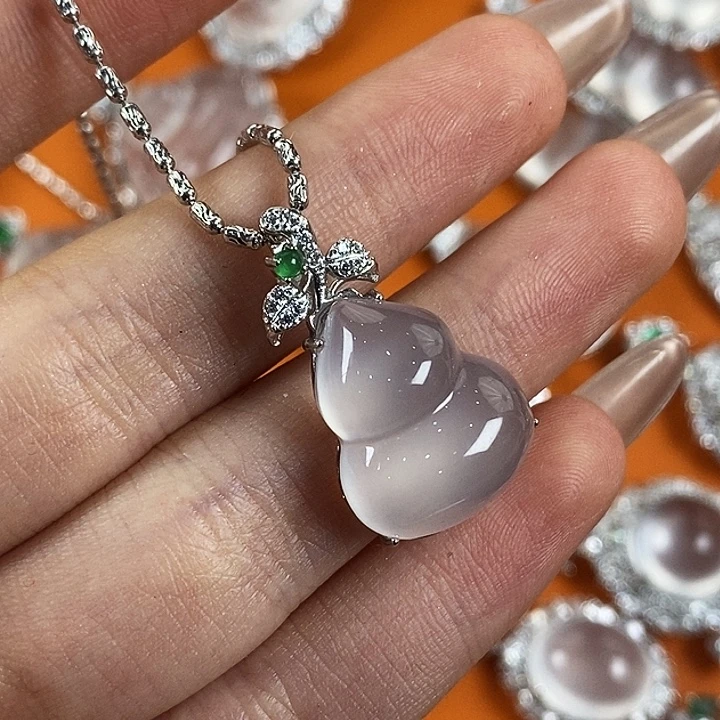 石英质玉银S925镶嵌颈饰