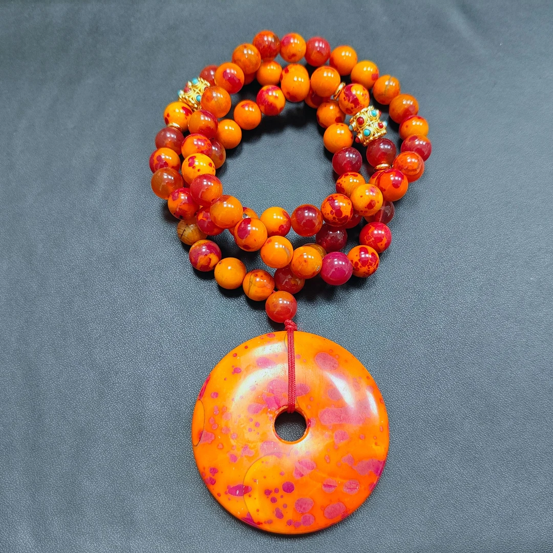 雪域藏红玉石玛瑙平安扣