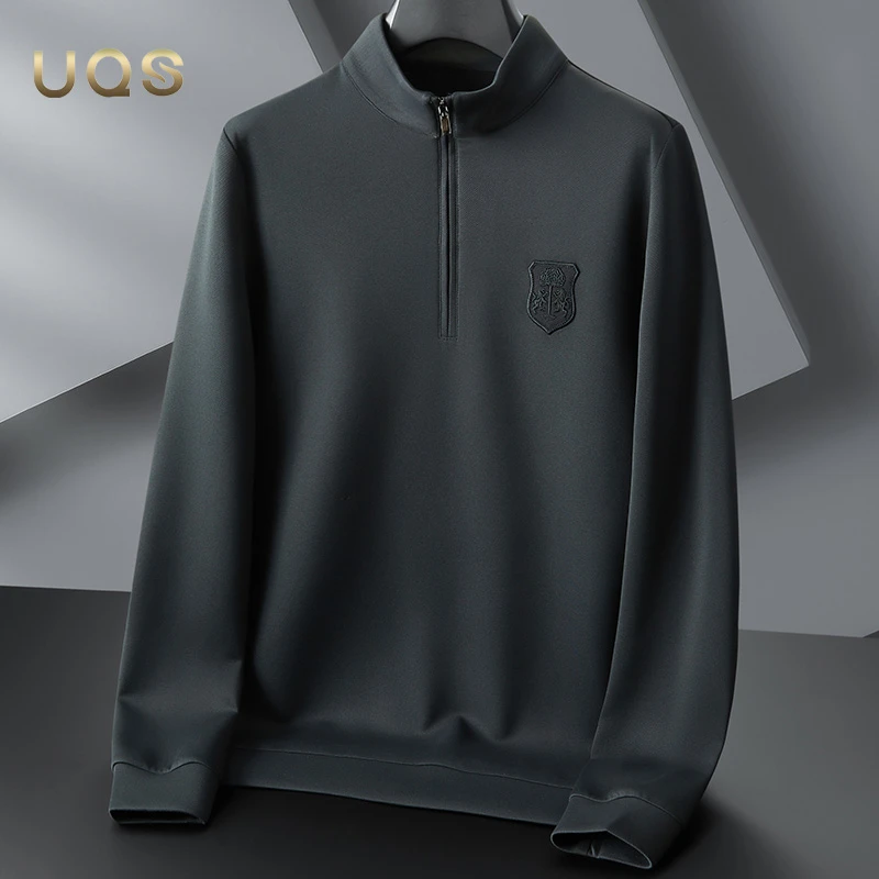 秋季新款大码男装半拉链立领长袖卫衣宽松舒适时尚简约休闲套头款