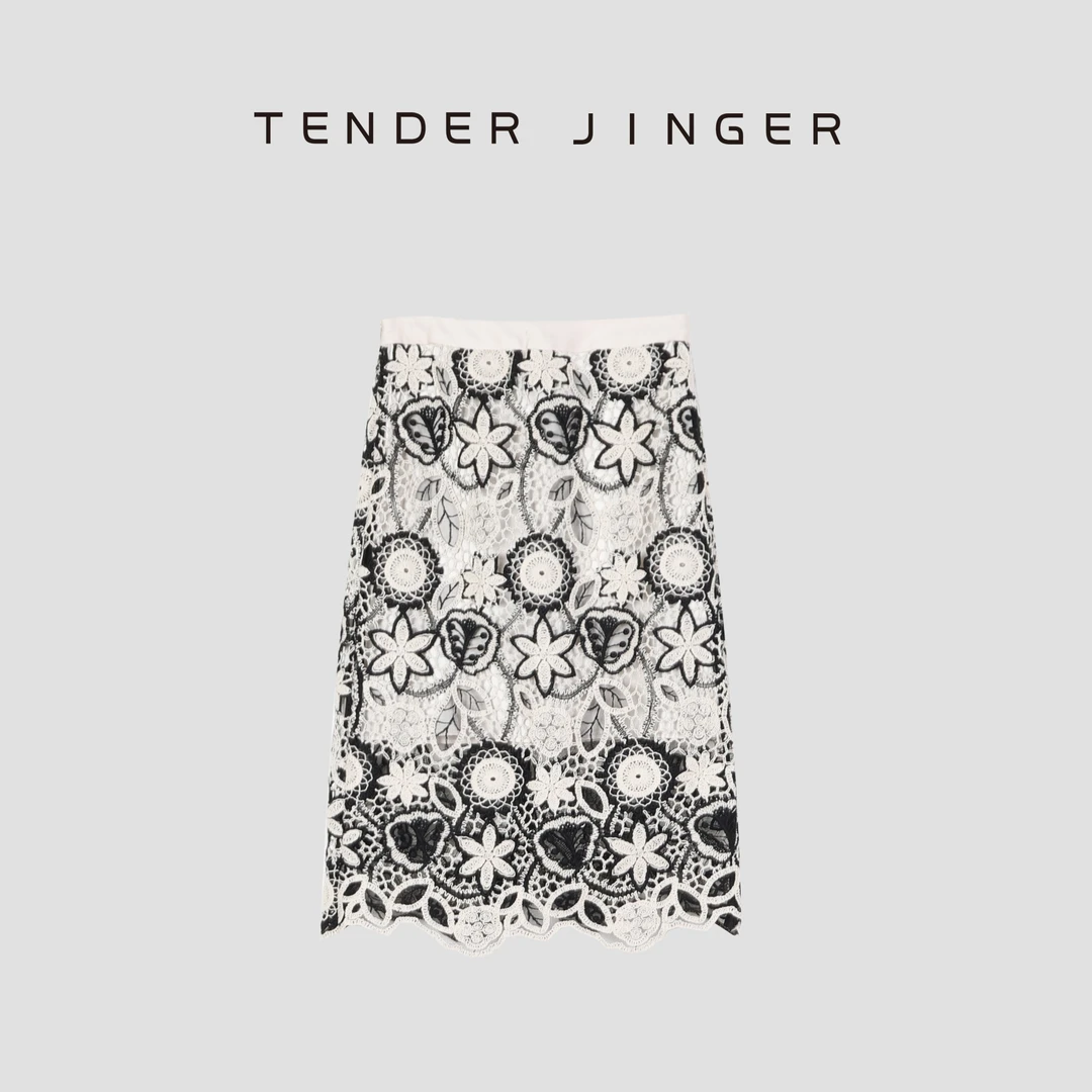 Tender Jinger镂空水溶蕾丝半身包臀裙T51LWW80388