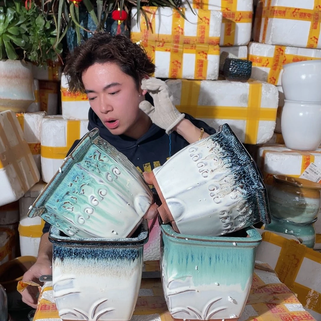 无铅玻璃宜兴紫砂花盆