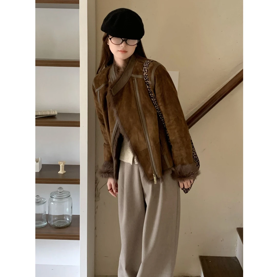 JIAY高端绒面山羊皮毛一体简约抖音通勤冬季海宁皮草外套女正品