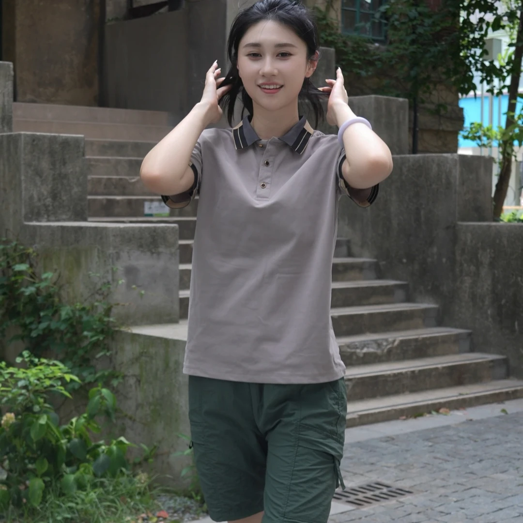 2025夏季新款男士休闲运动套装新款短袖短裤修身上衣翻领T恤薄款