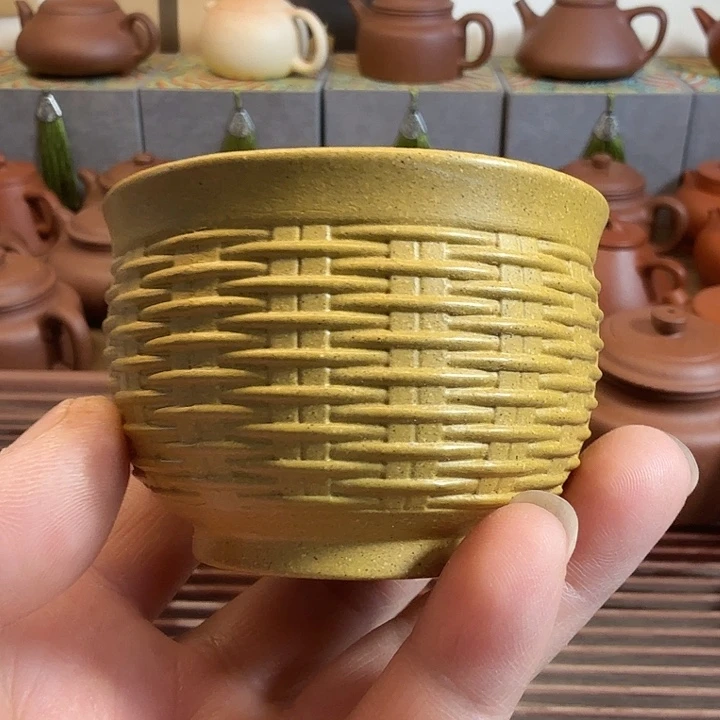 紫砂茶杯黄段主人杯半手工