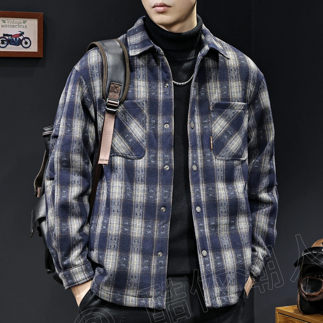 U&PURA美式潮牌复古格子衬衫羽绒服男冬季新款保暖高端百搭外套