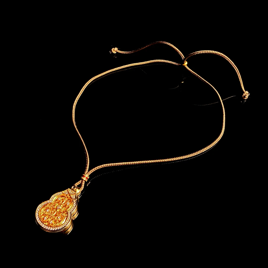 铜合金涤纶项链 镀K金 古法工艺 福禄葫芦 项链X7486