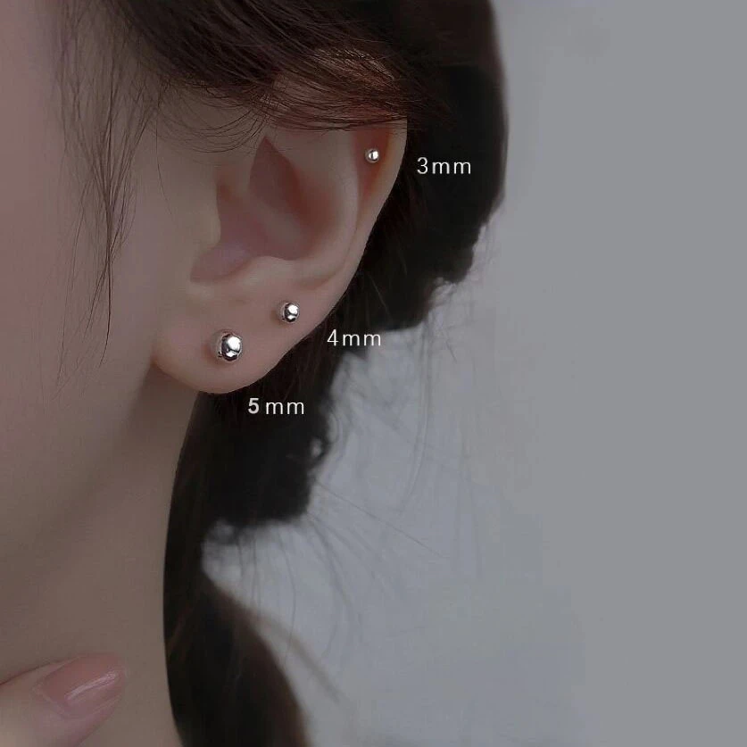 穿刺【耳饰】 小巧迷你银色豆豆耳钉简约百搭免摘耳环C007