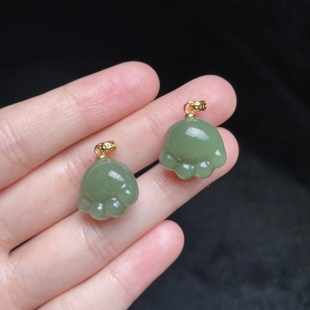 【玉氏珠宝】925银和田玉猫爪吊坠-约15*10mm 多样性发一 CAN060711