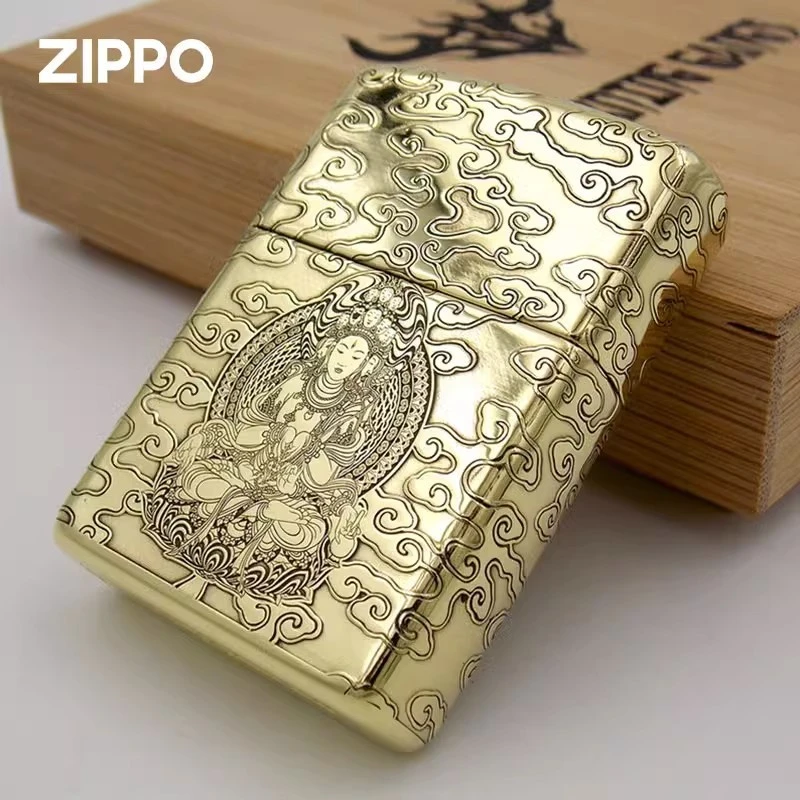 ZIPPO正品打火机 经典十一首观音盔甲双面金色【骆骆专属】