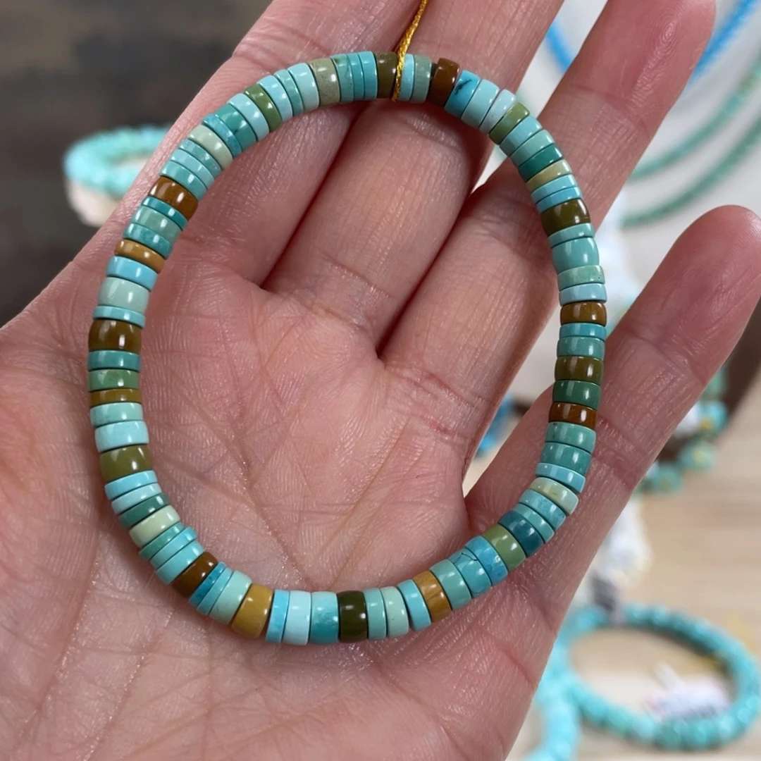绿松石未镶嵌套链5.1精品炫彩直切手串