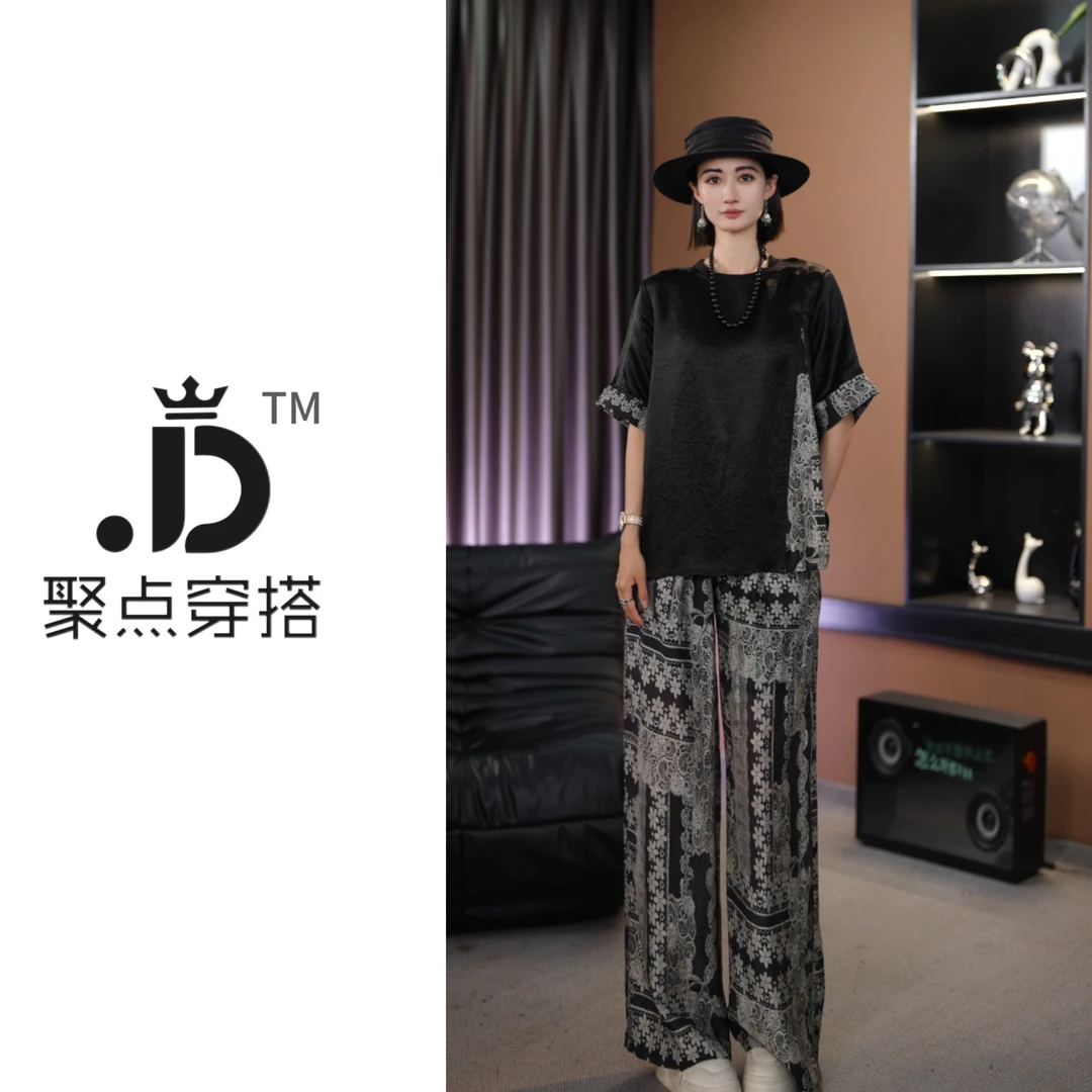 JUIDAN-【花样年华】短袖国风加长裤休闲风时尚套装8jd8jd213787