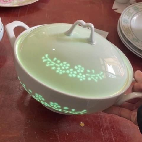 景德镇英寸青釉玲珑12英寸