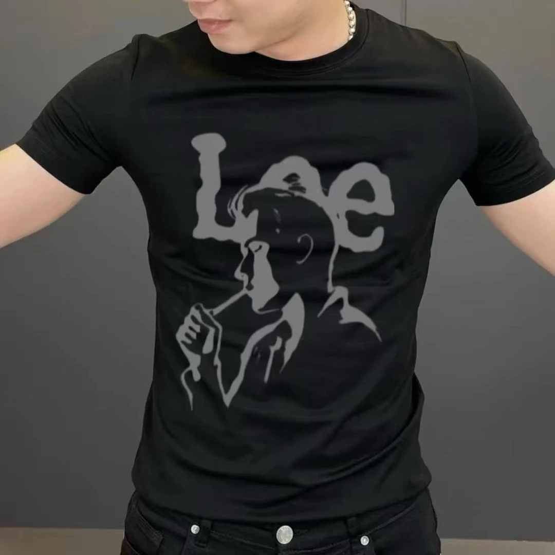 轻奢高级感男士ins短袖t恤夏季2025新款大码时尚百搭半袖圆领上衣