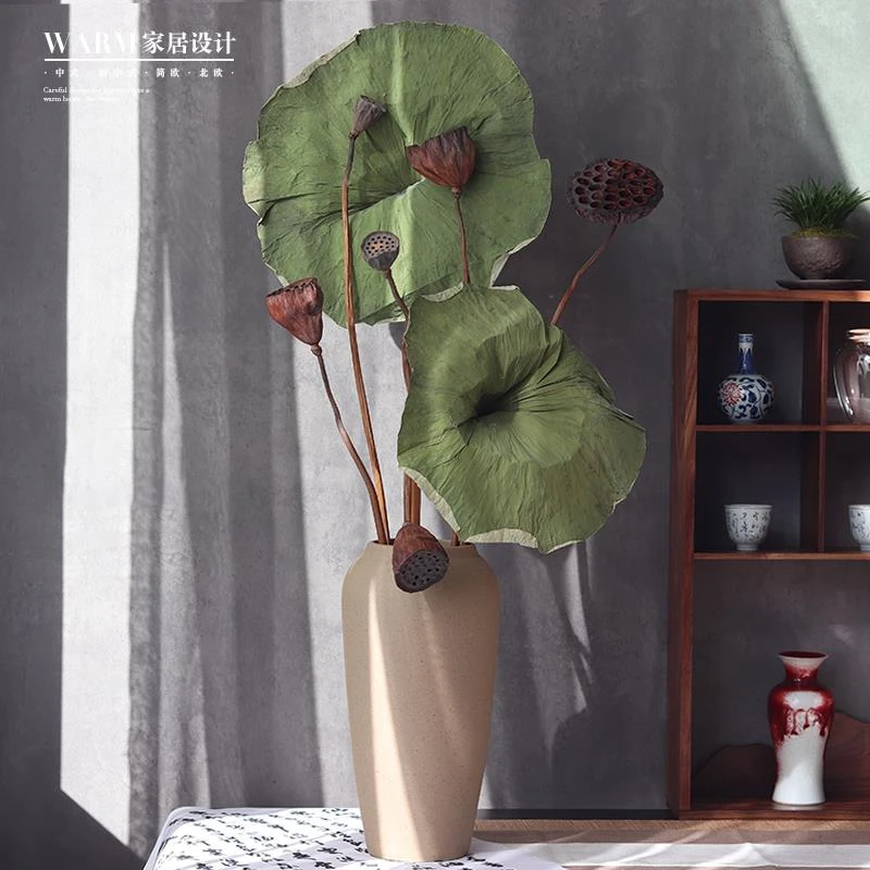 莲蓬干花花束真花摆件客厅摆设花瓶装饰品风干荷叶荷花天然新中式
