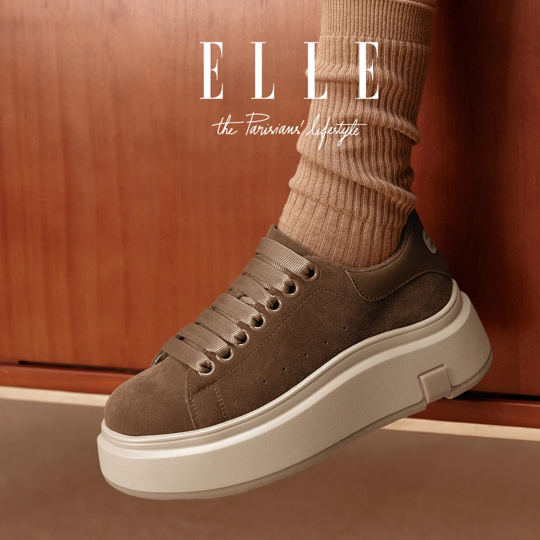 ELLE【热销爆款】百搭复古休闲鞋女冬季时尚ins厚底增高舒适板鞋潮