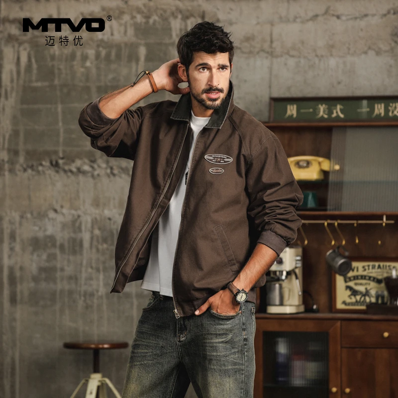 翻领工装夹克2025年秋季新款男款美式潮牌高街百搭休闲夹克外套