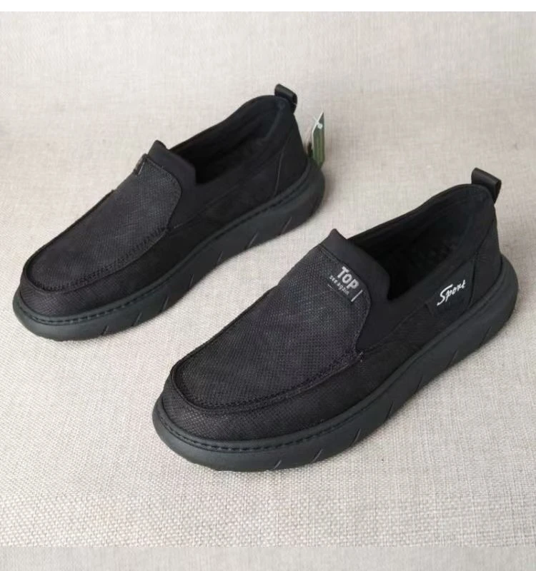 春季新款老北京布鞋一脚蹬男单鞋超轻透气软底休闲帆布鞋爸爸鞋