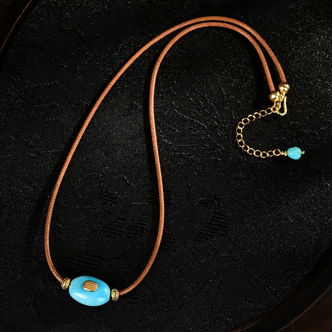 【熊总夫妇】梦幻星空蓝·绿松石美松随形五条经diy锁骨珠项链