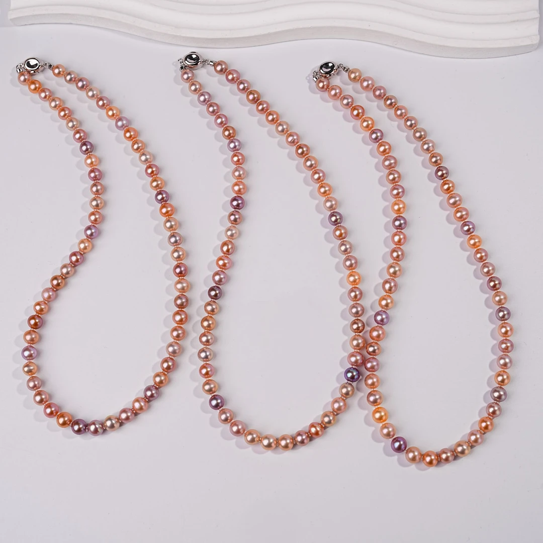 莫兰迪淡水无核糖果满串项链6.3-7.3mm-多样性发一