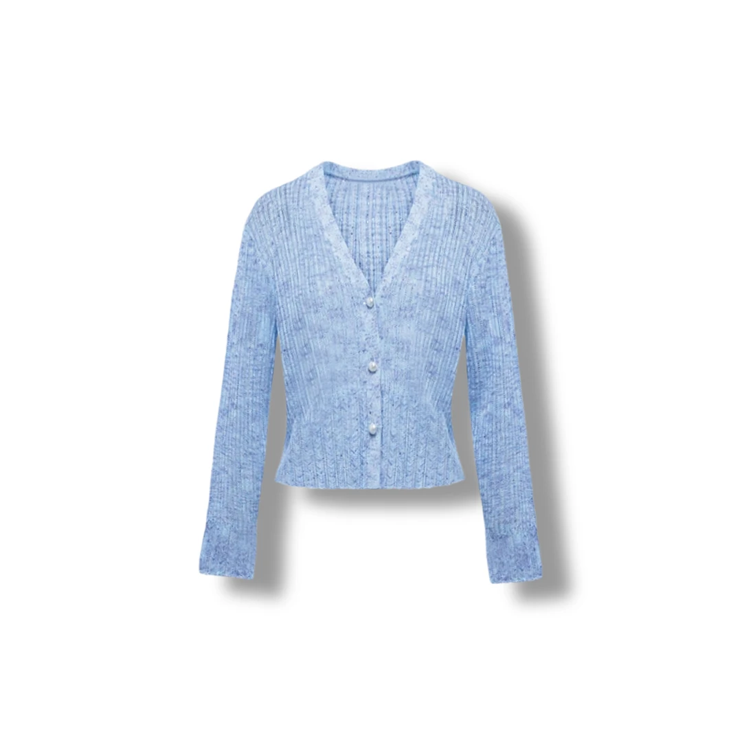 25s早春新款时尚亮片修身长袖开衫针织衫（E9015）开衫款【】