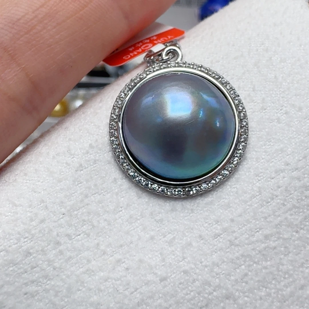 拼合珍珠（马贝珠）银S925镶嵌颈饰@@xx1024