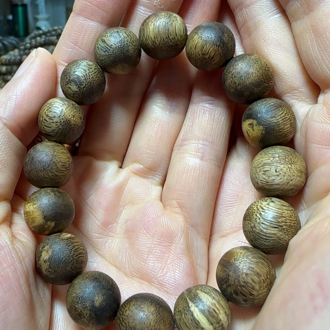 手串沉香绿奇楠沉香圆珠单圈1.3手串