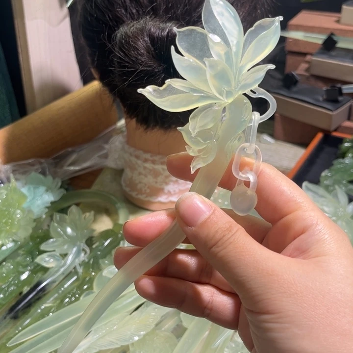 微***蛇纹石玉合金发饰