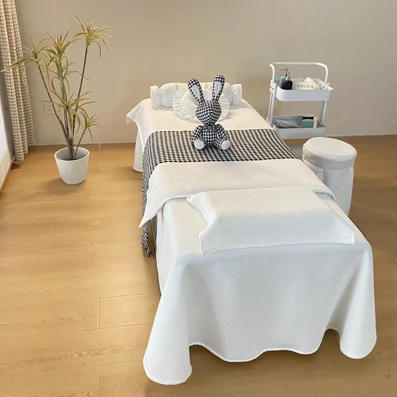 网红白色高端新款美容床罩四件套四季通用单件三件套床罩高档轻奢