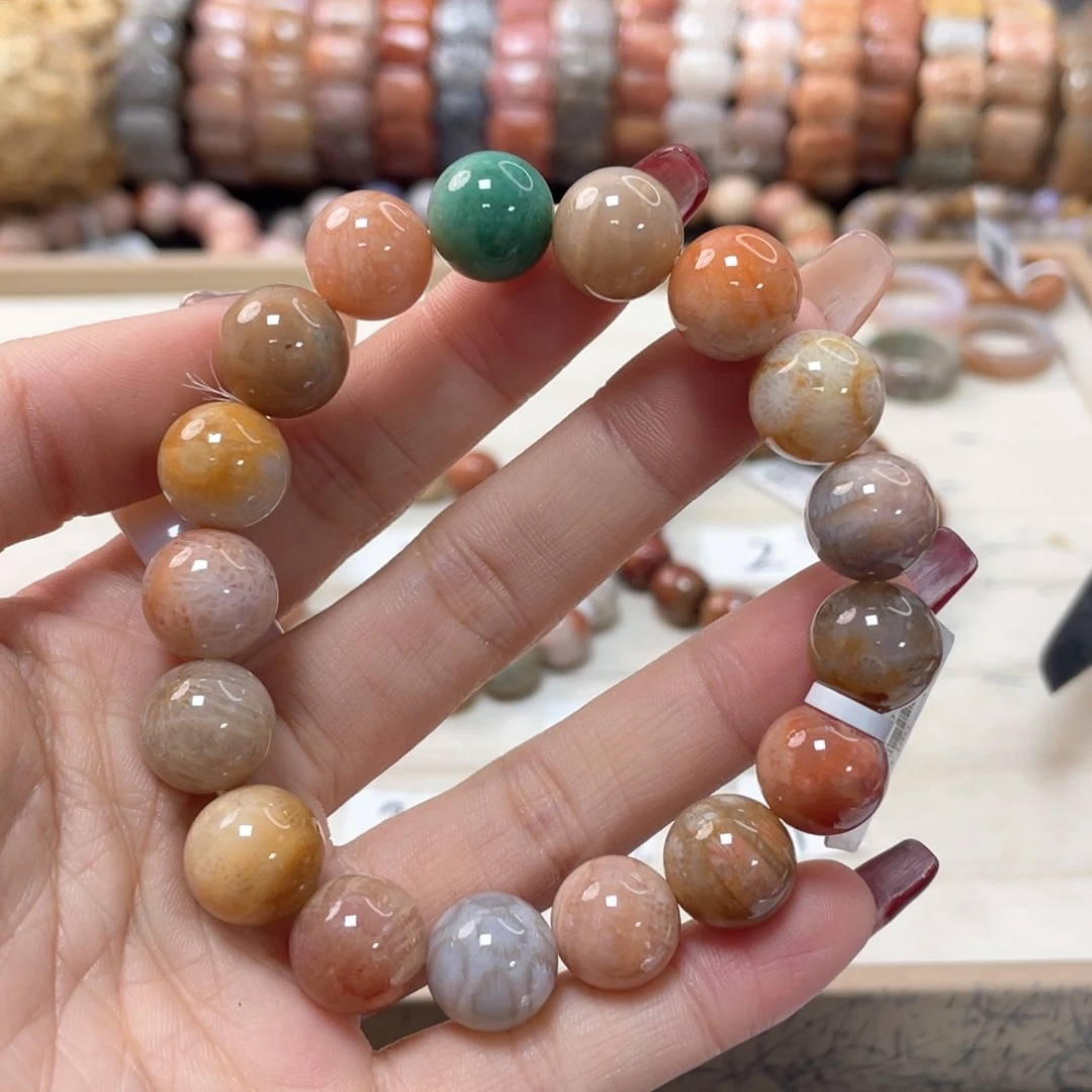 硅化珊瑚（珊瑚玉）手链未镶嵌大**饭085