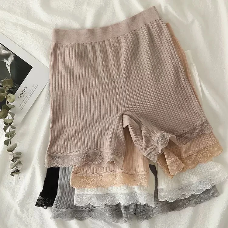 安全裤防走光女夏季薄款透气中高腰弹力打底裤蕾丝大码百搭