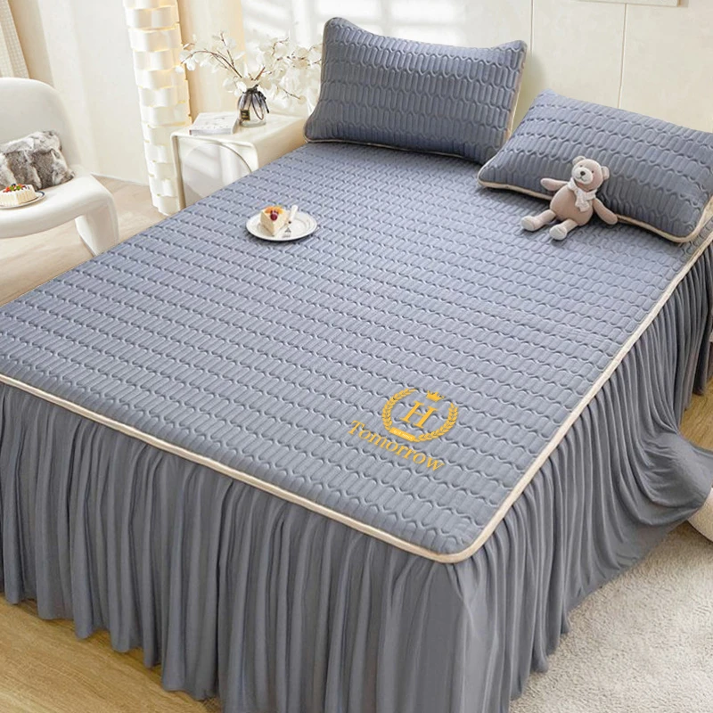 夏季A类乳胶冰丝凉席三件套床裙款2025夏天空调席子床单垫可机洗