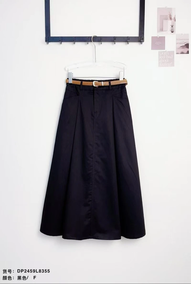 文艺风A字半裙夏季微弹力百搭高腰潮流休闲女装8355