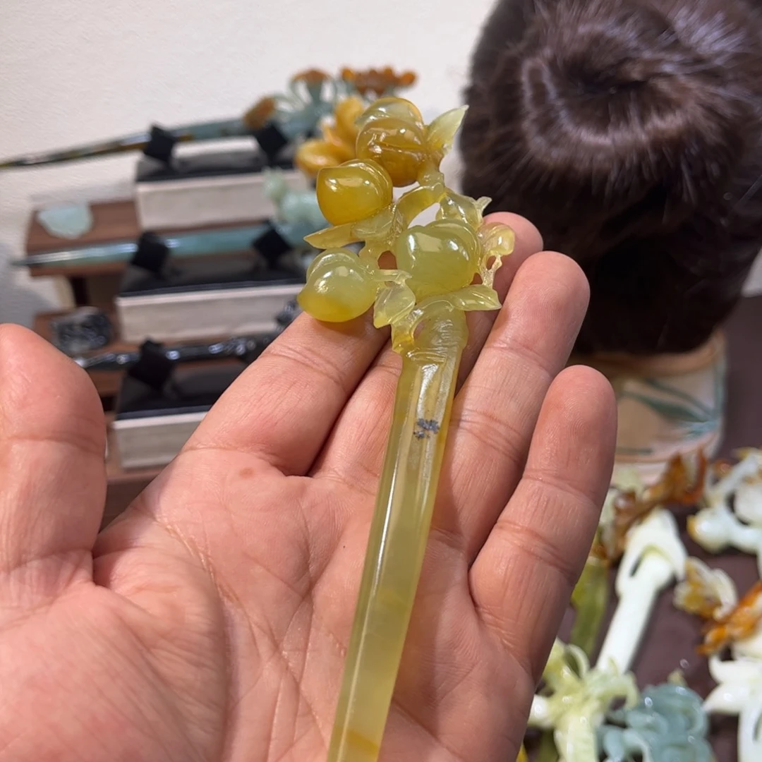 蛇纹石玉发簪合金L***笙