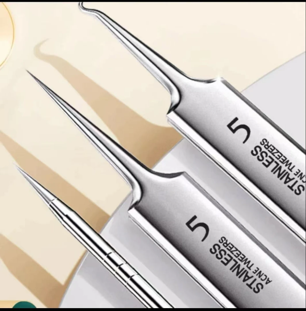 【德国精钢】新款粉刺清洁工具黑头细胞夹不锈钢夹子痘针8件套