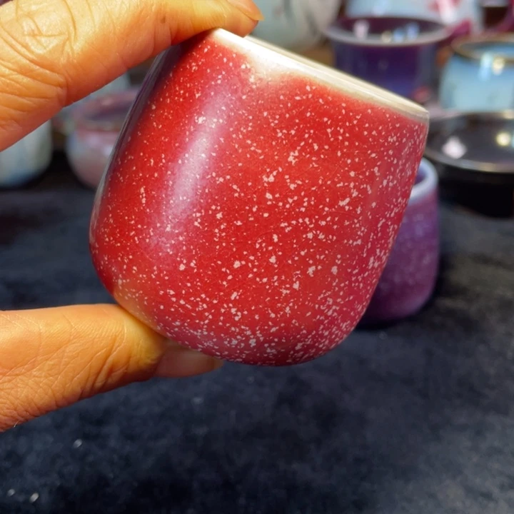 摆件钧瓷柿叶红闻香杯