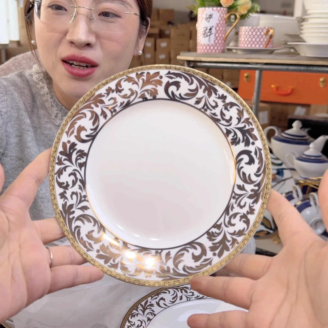 骨瓷7.5英寸平盘19cm6个外贸骨瓷