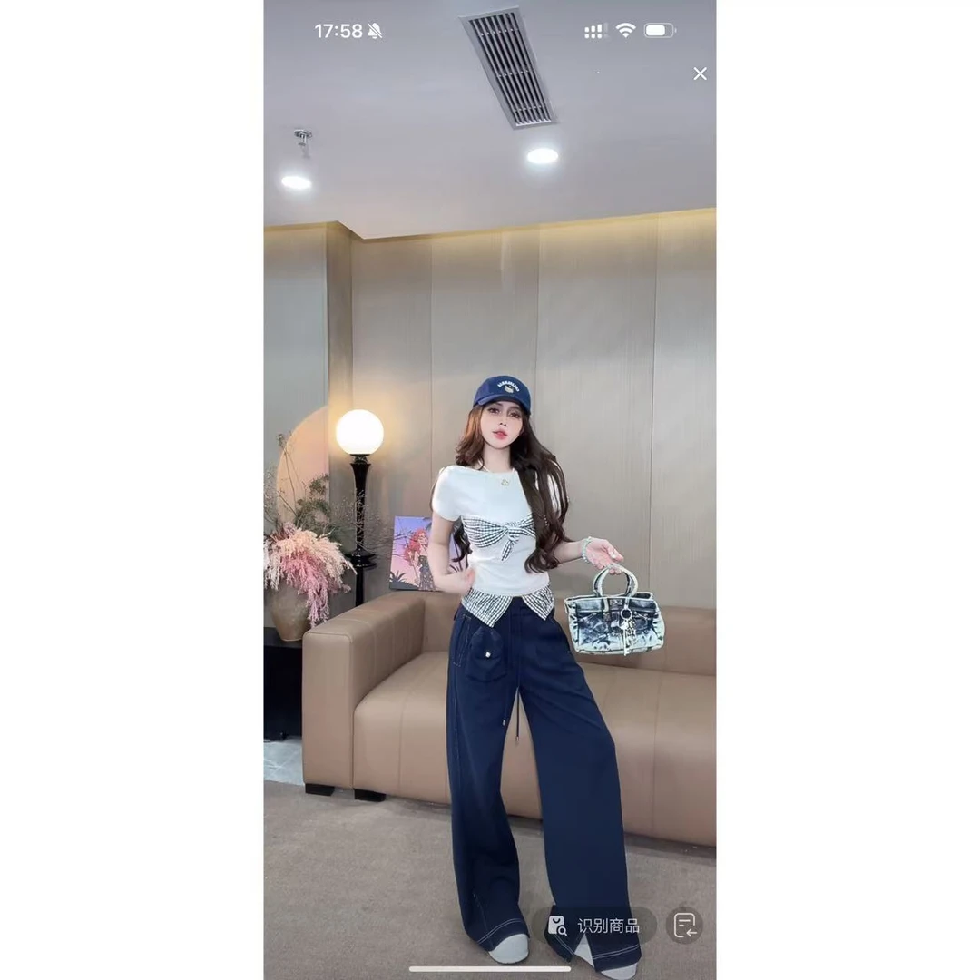 DACPAN-“衣橱新宠”格纹绑带套装 上衣+长裤 2025/盼·25030833