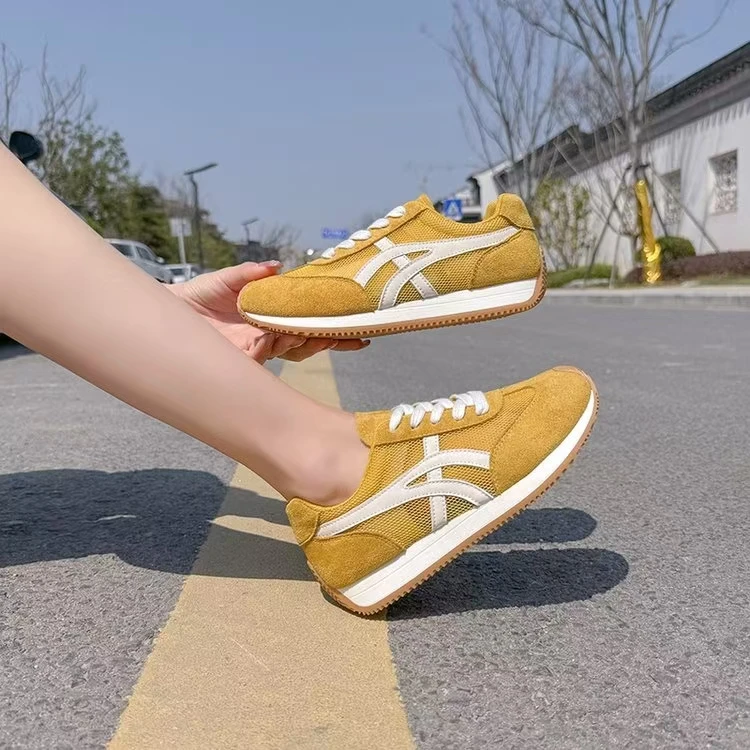 厚底德训鞋女透气夏季时尚休闲鞋复古运动鞋网面软底潮鞋百搭女鞋