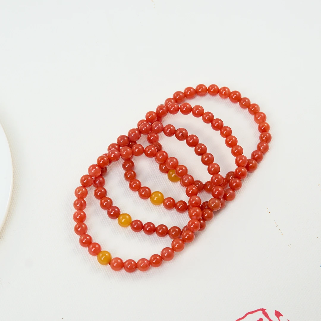 石惑珠宝.南红单圈手串圆珠约6mm/多样性发一