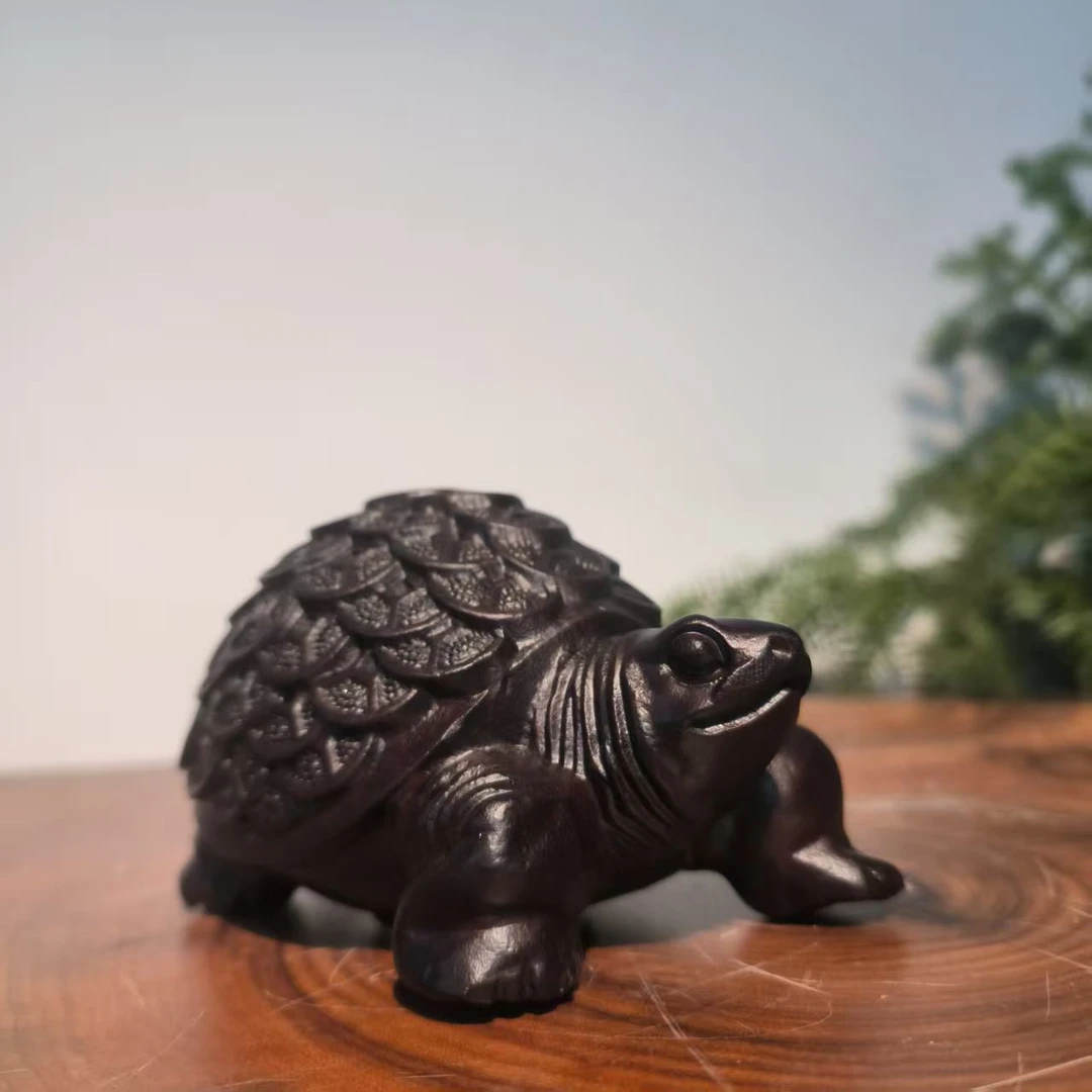 黑檀金钱龟小号一对带礼盒