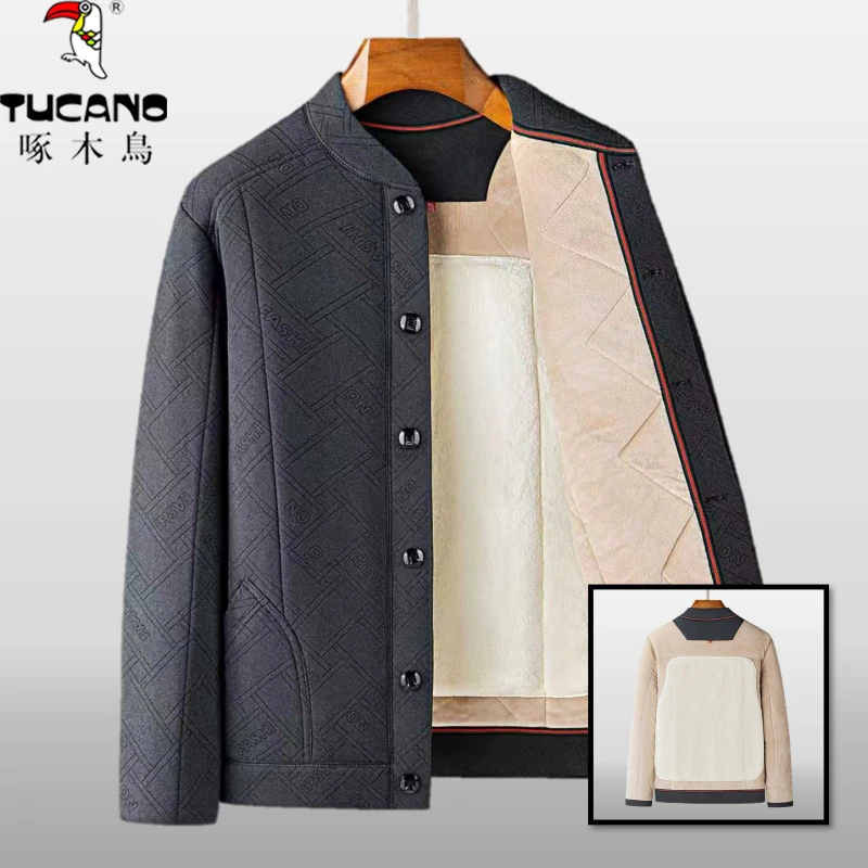 TUCANO/啄木鳥爸爸冬装外套加绒加厚棉服男棉衣男中老年冬季爷爷