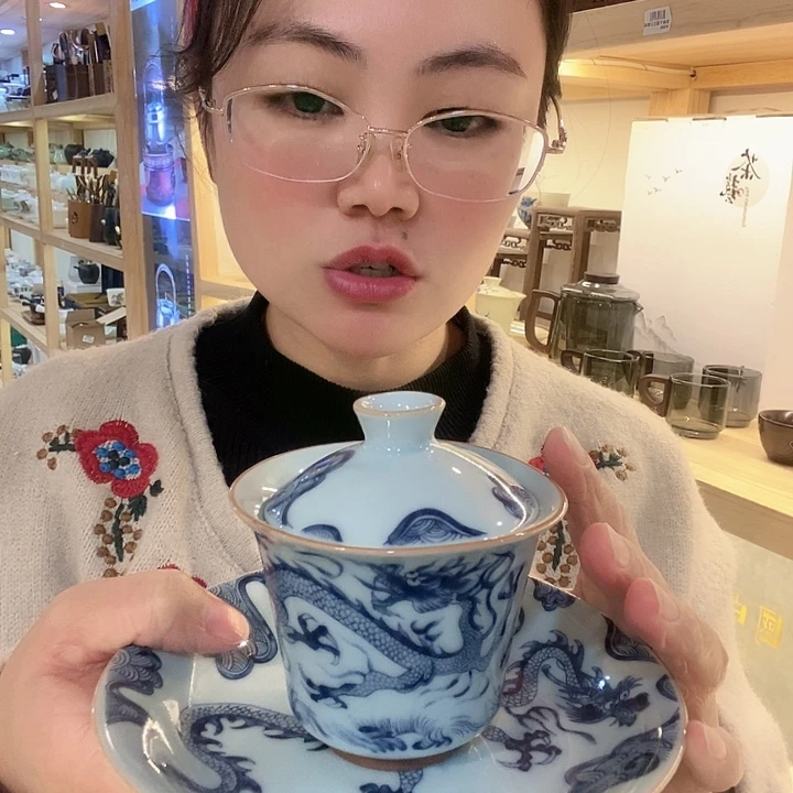 青瓷茶具盖碗壶承