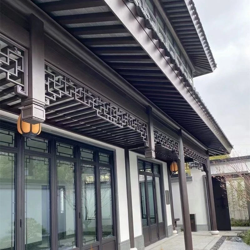铝合金角花挂落仿古中式木纹花格窗花凉亭装饰四合院门楣厂家定制