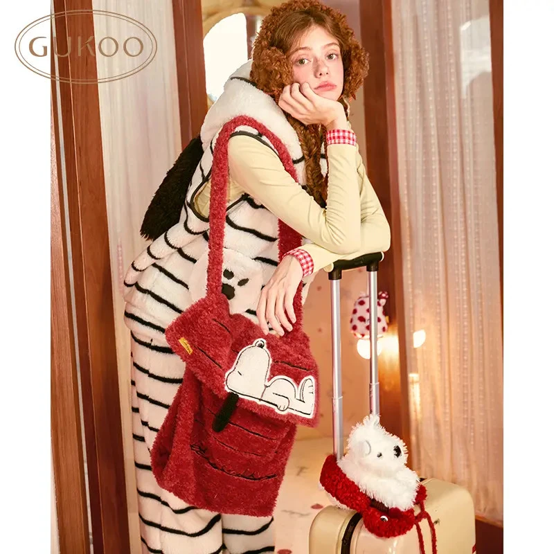 Gukoo果壳史努比联名斜跨包新款百搭红色卡通大容量通用款包包