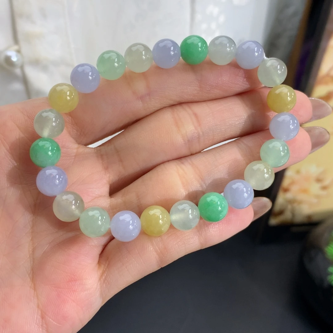 翡翠未镶嵌手串卡8冰胶多宝手串