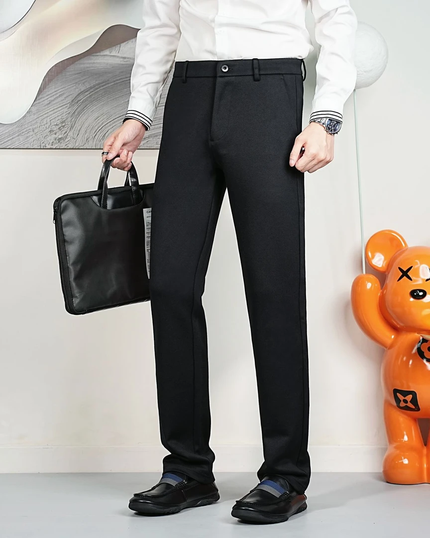 男士秋季经典商务休闲百搭修身弹力直筒西裤