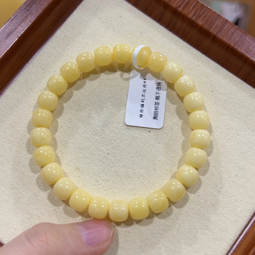未镶嵌蜜蜡手链乜*8m浓蜡奶白顺色 新货！