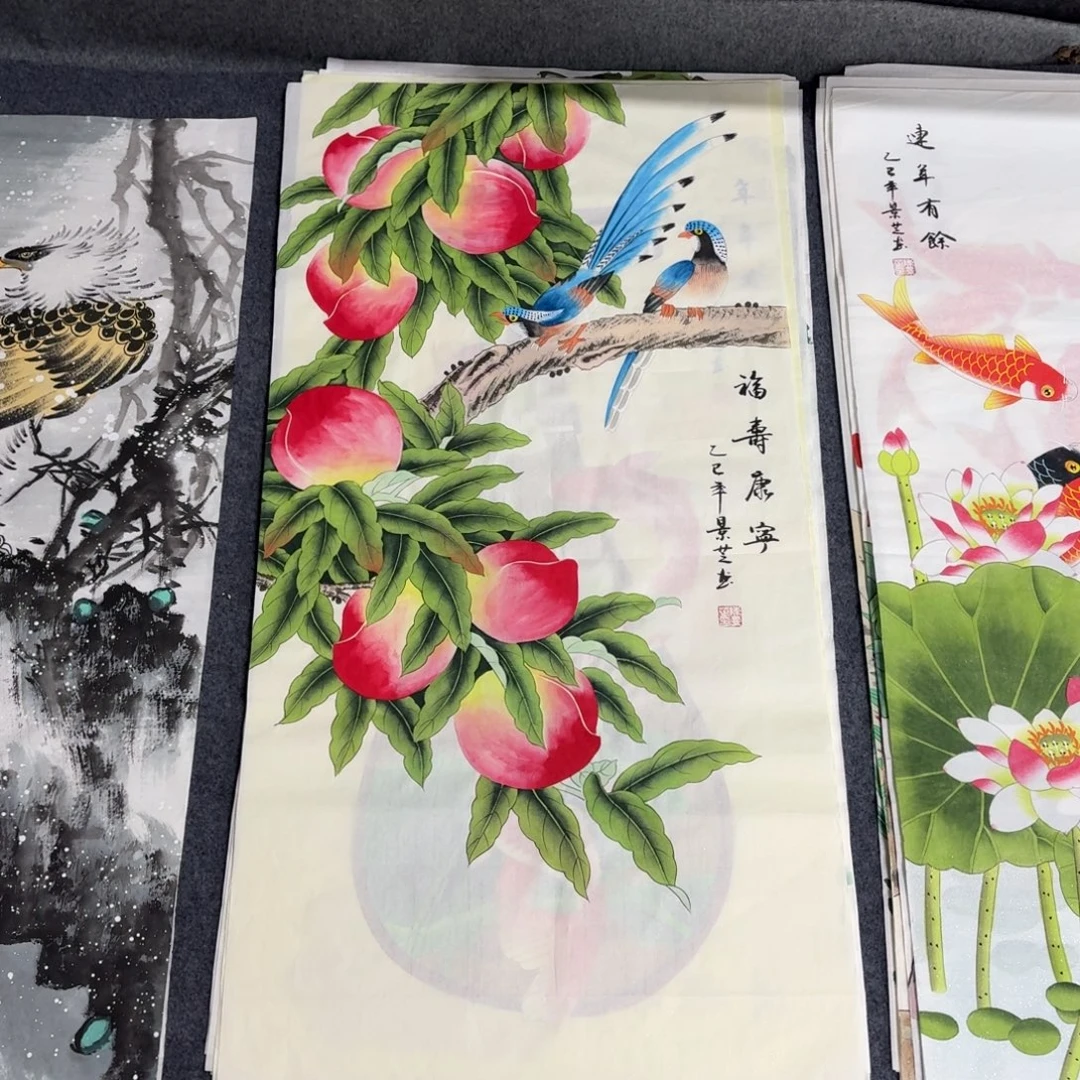 国画100×50工笔手绘画画画