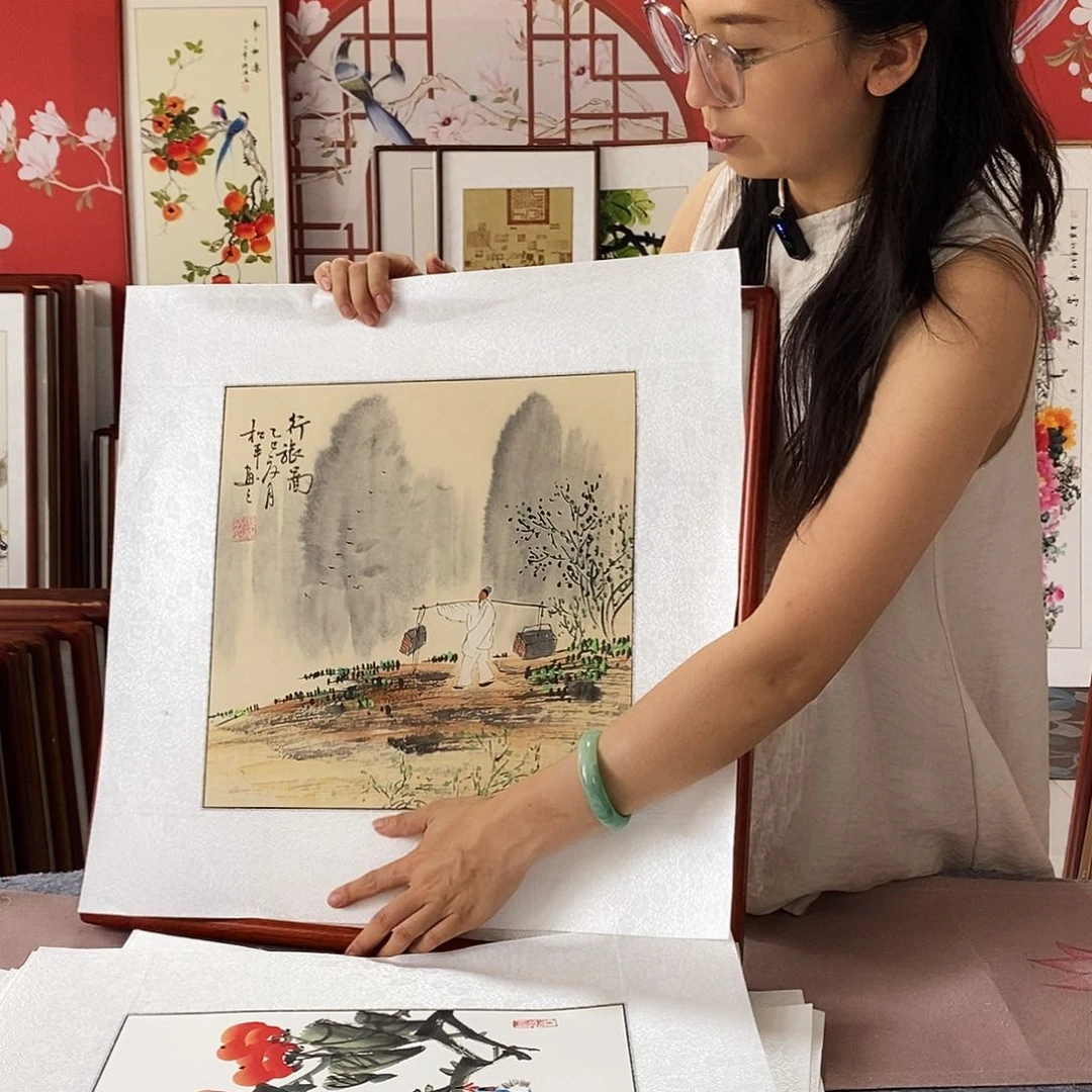 国画手写手绘国画作品52✖️52带框包邮