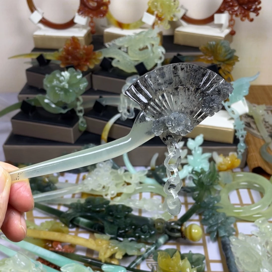 未镶嵌蛇纹石玉发饰